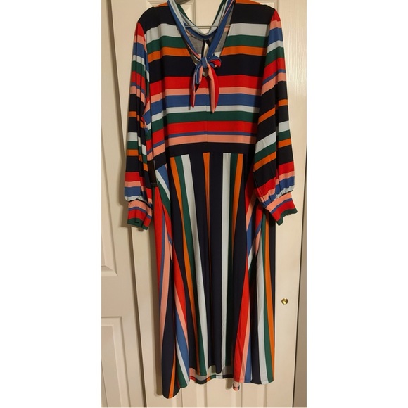 NEW Eloquii a-line striped dress with puff sleeves - Picture 5 of 6